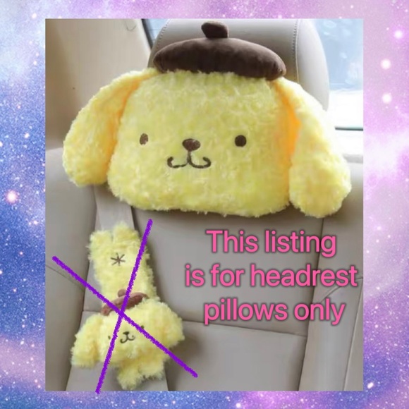Fuzzy Pompompurin Car Headrest Pillow - Picture 5 of 5